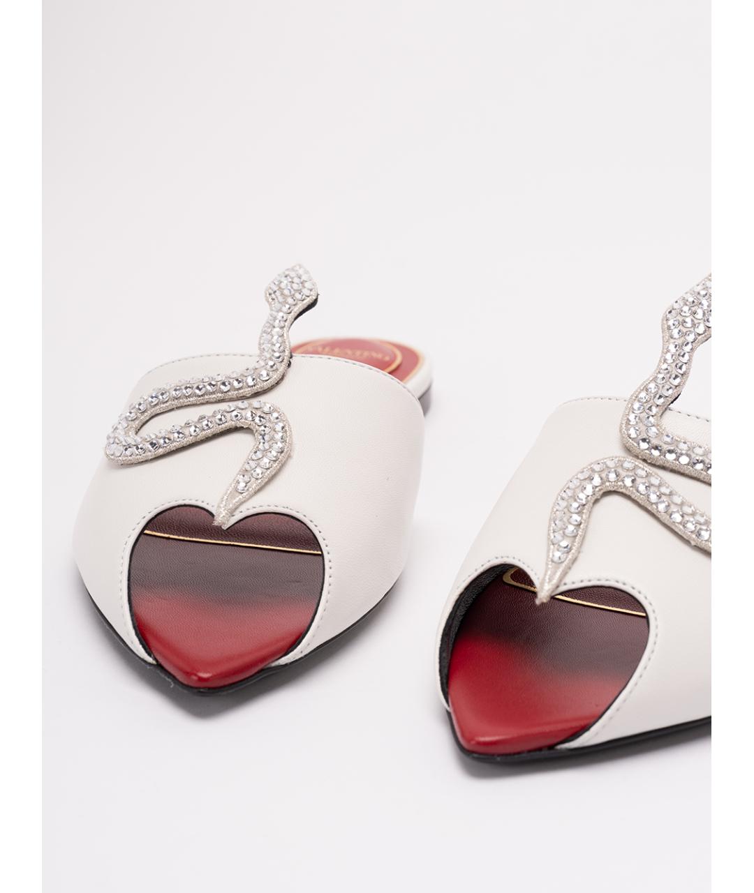 VALENTINO Белые кожаные шлепанцы, фото 5