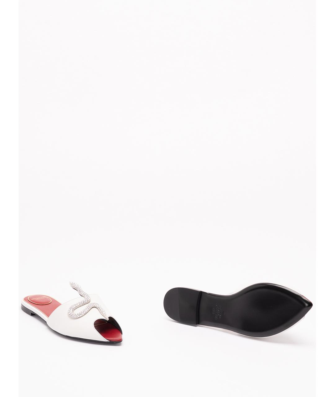 VALENTINO Белые кожаные шлепанцы, фото 4