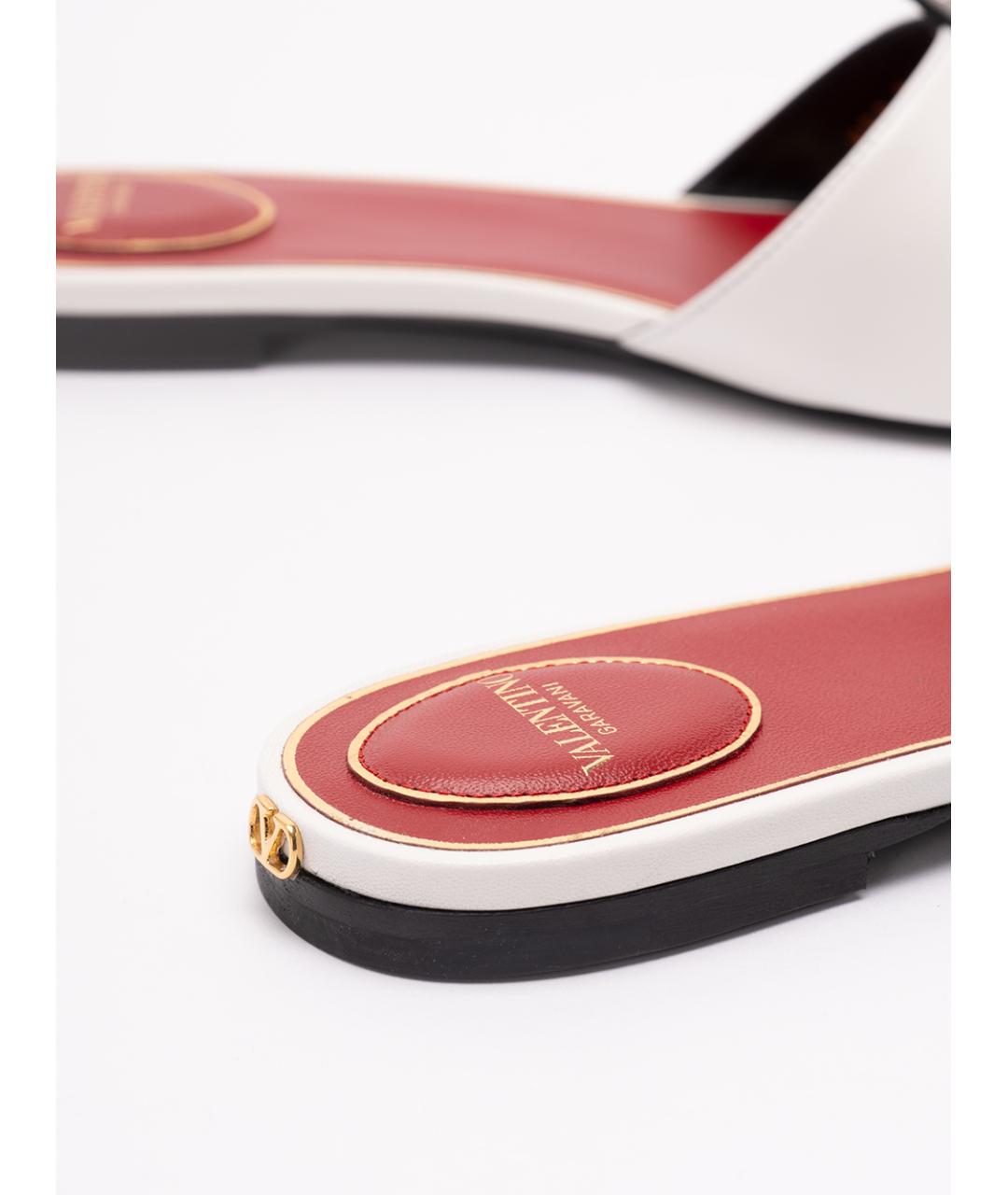 VALENTINO Белые кожаные шлепанцы, фото 6