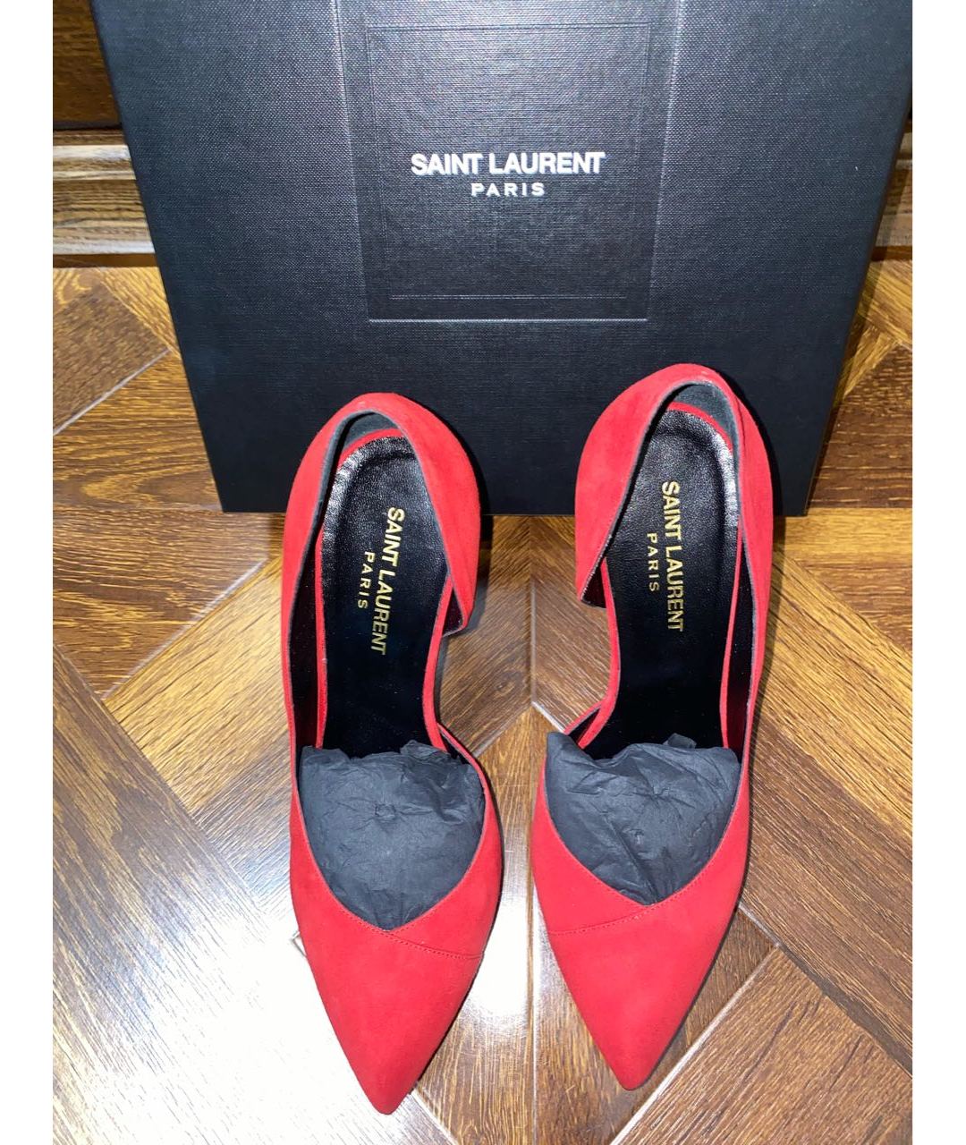 YVES SAINT LAURENT VINTAGE Красные замшевые туфли, фото 4