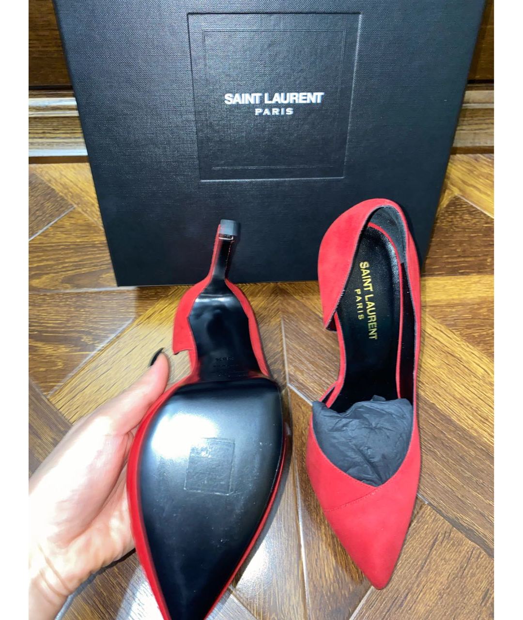 YVES SAINT LAURENT VINTAGE Красные замшевые туфли, фото 5
