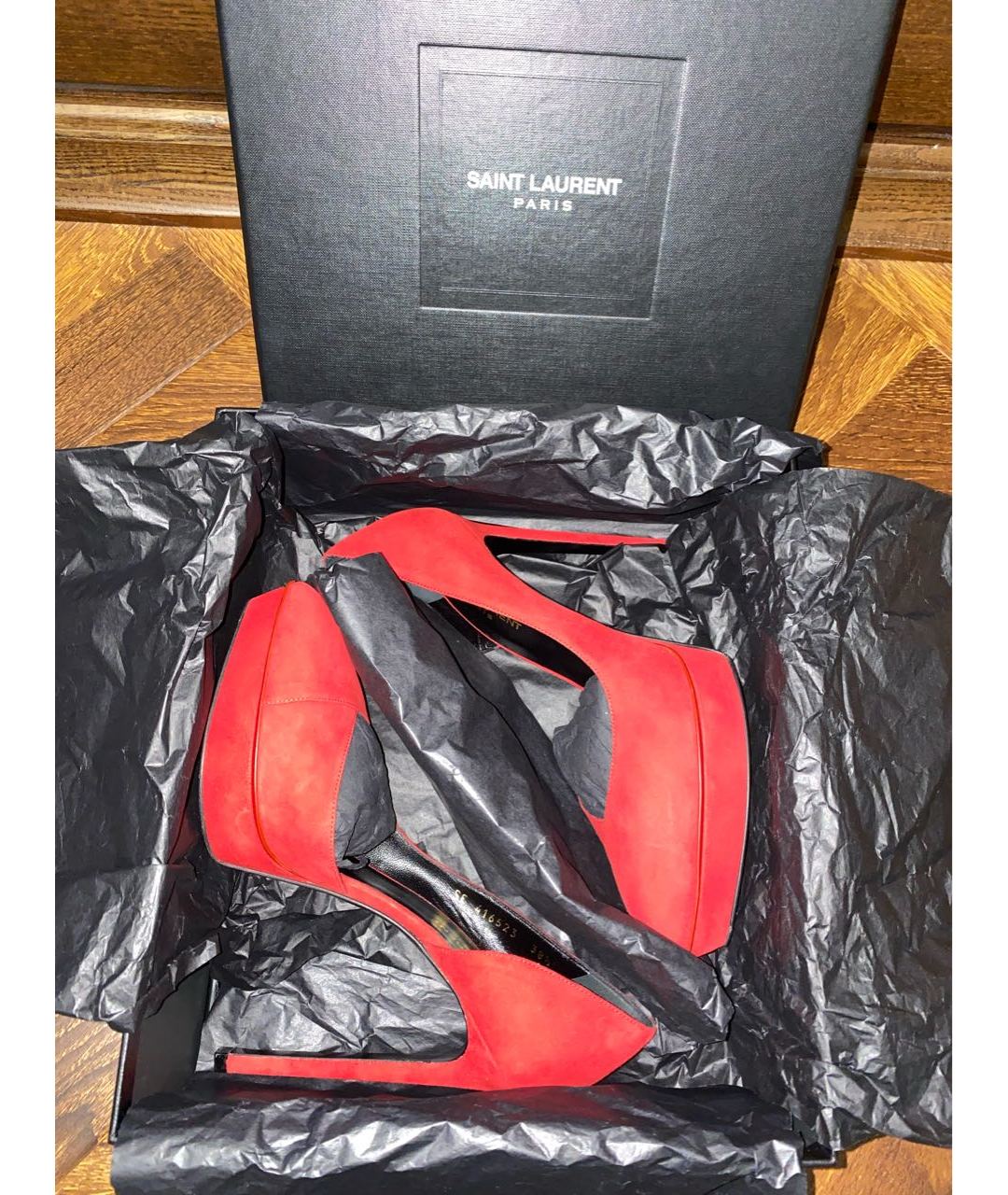 YVES SAINT LAURENT VINTAGE Красные замшевые туфли, фото 2