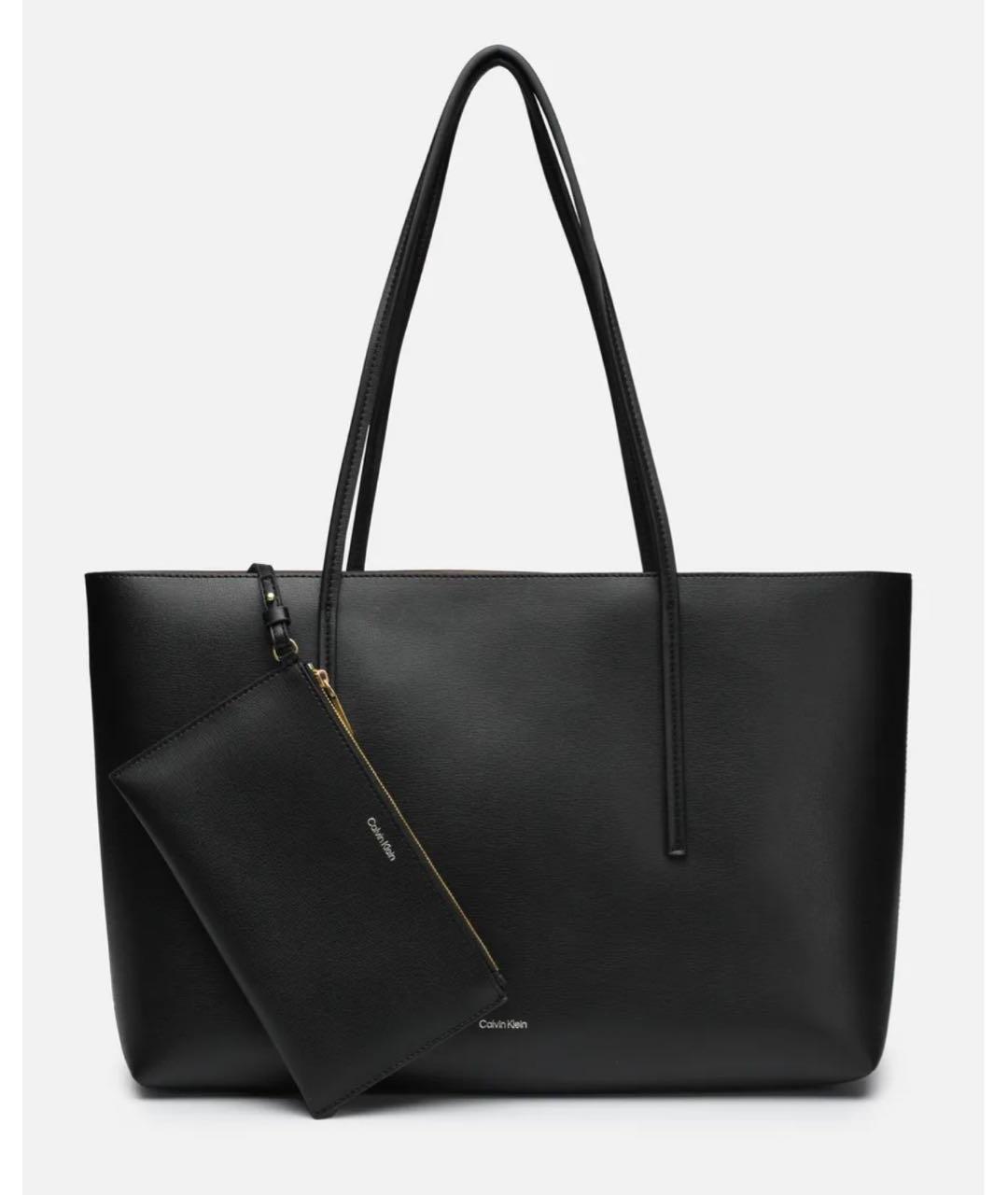 CALVIN KLEIN Черная сумка тоут из искусственной кожи, фото 3