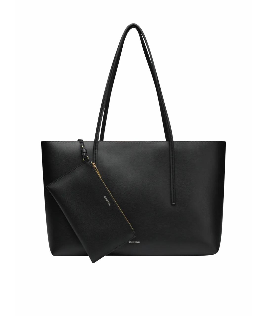 CALVIN KLEIN Черная сумка тоут из искусственной кожи, фото 1