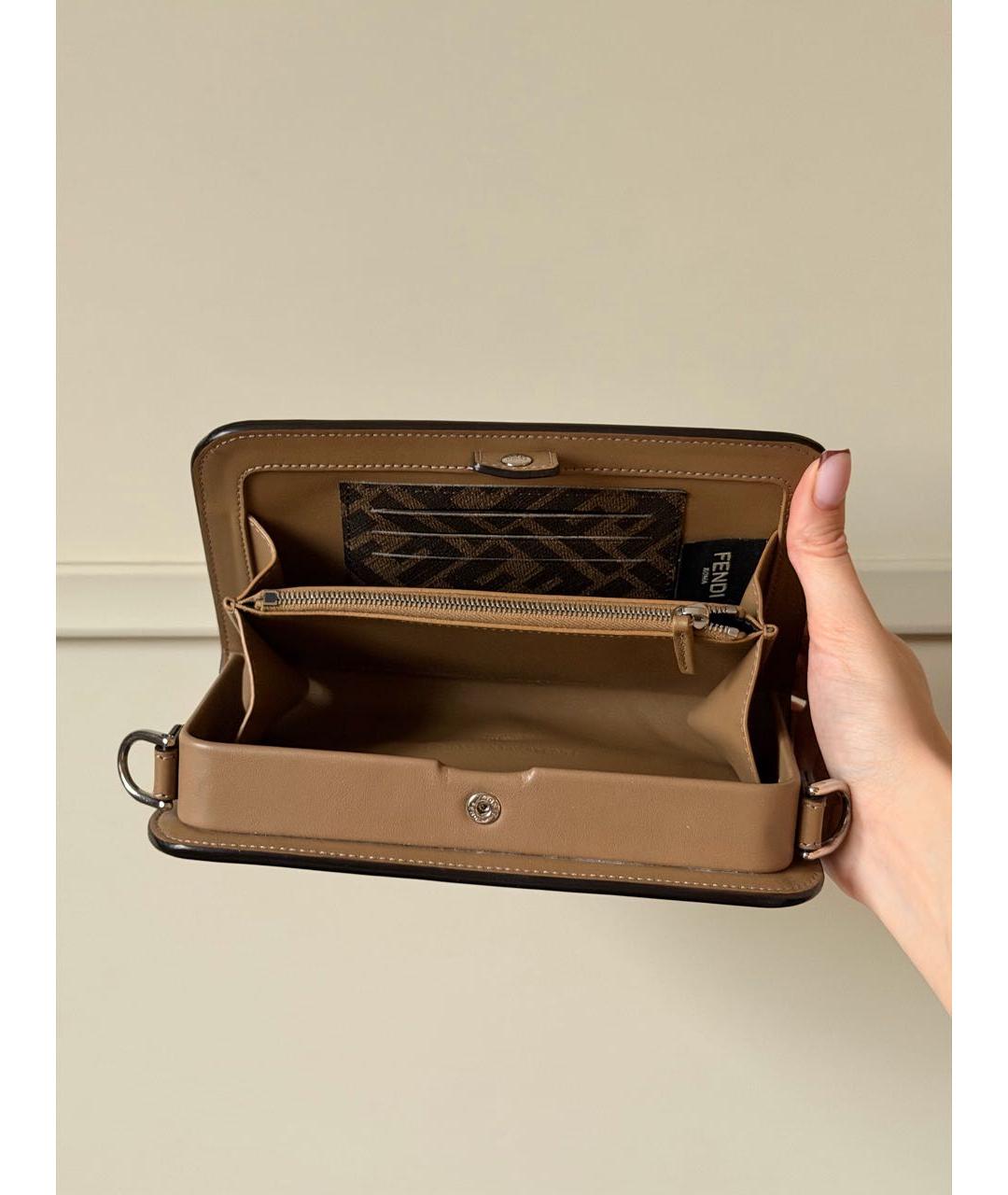 FENDI Бежевый кожаный кошелек, фото 7