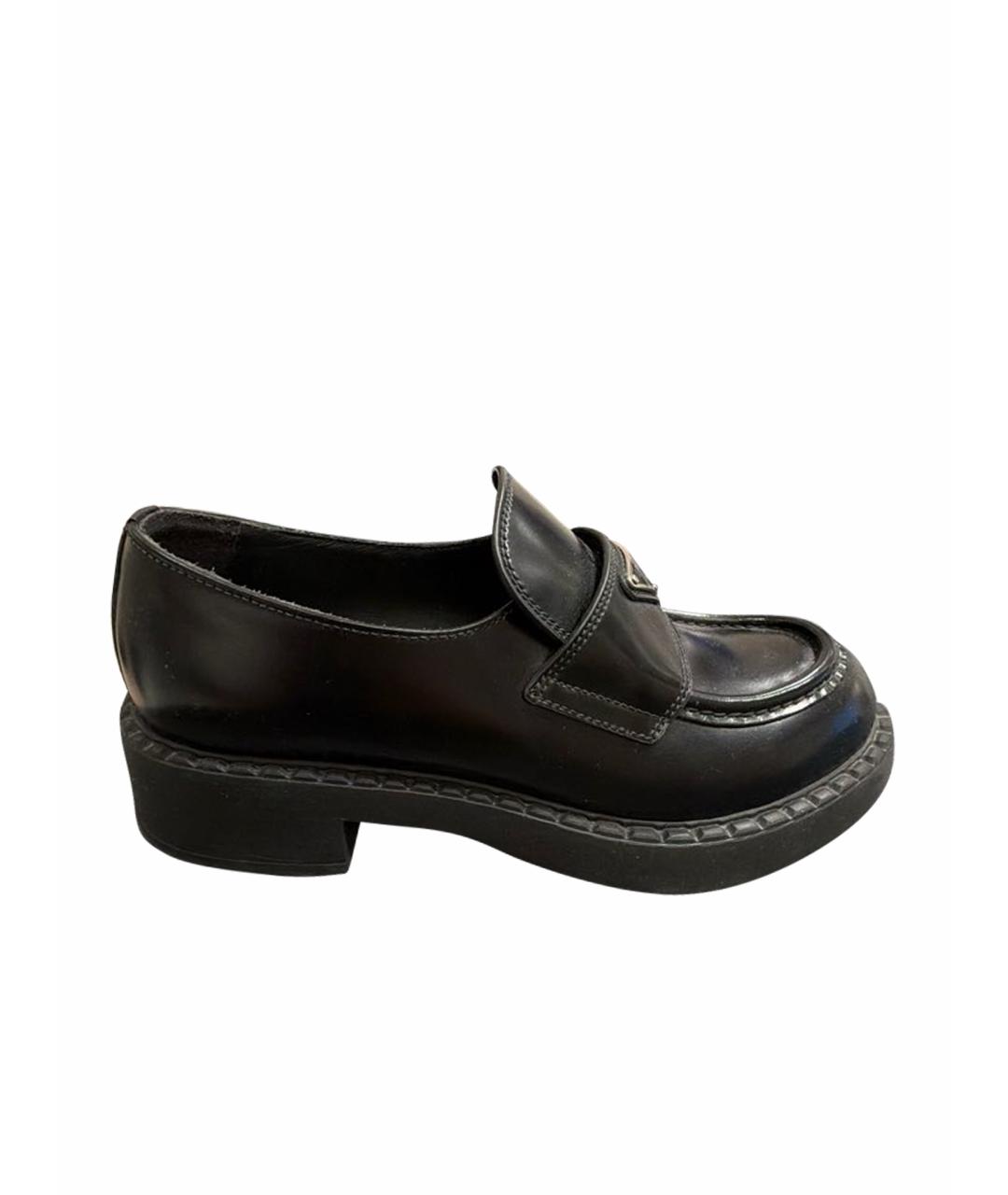 PRADA Черные кожаные лоферы, фото 1