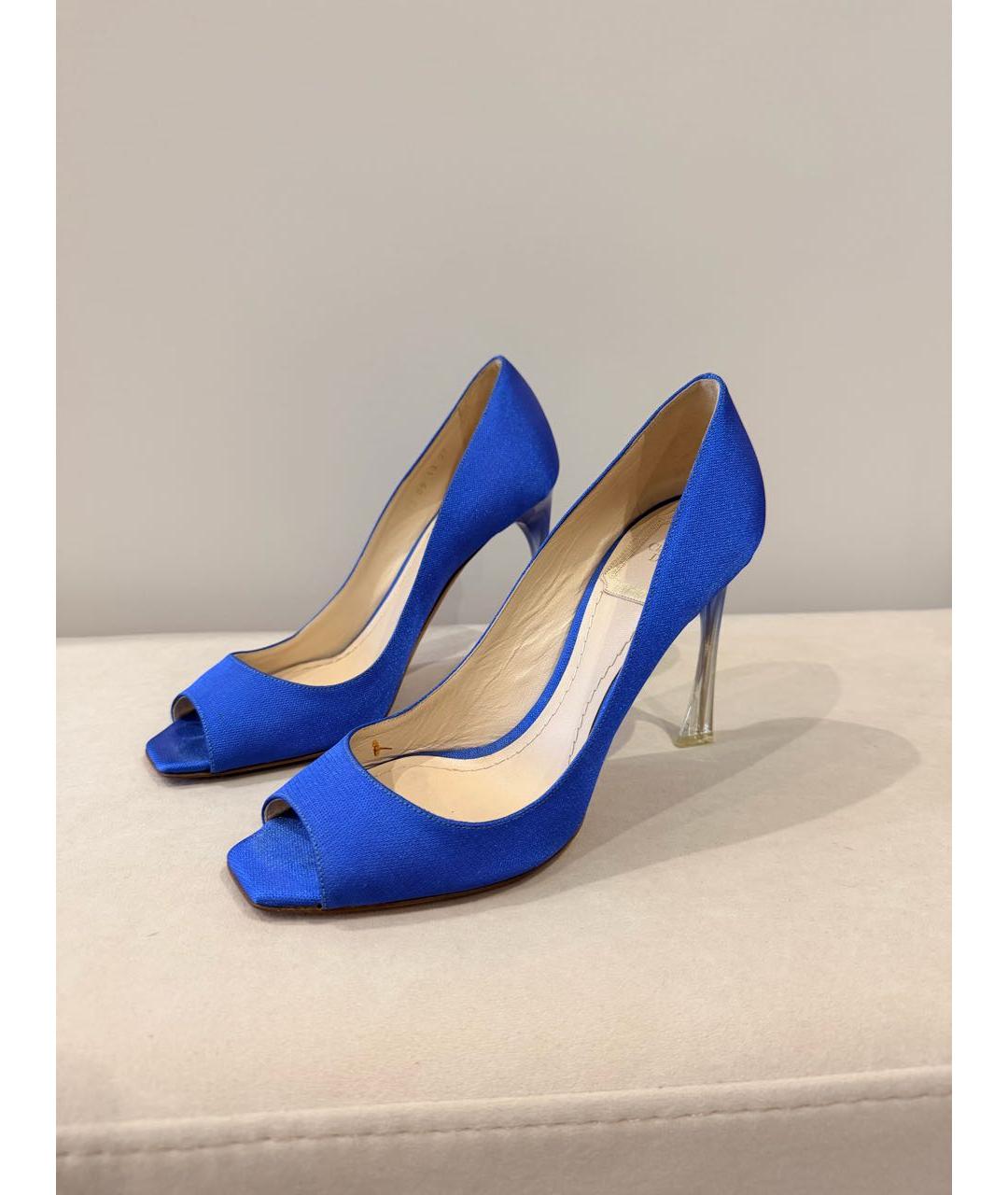 CHRISTIAN DIOR Синие текстильные туфли, фото 3