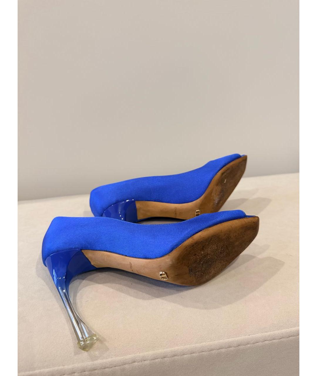 CHRISTIAN DIOR Синие текстильные туфли, фото 4