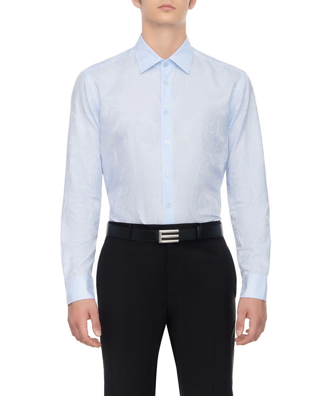 ETRO Голубая хлопковая классическая рубашка, фото 2