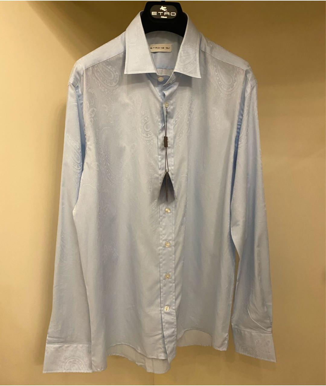 ETRO Голубая хлопковая классическая рубашка, фото 5