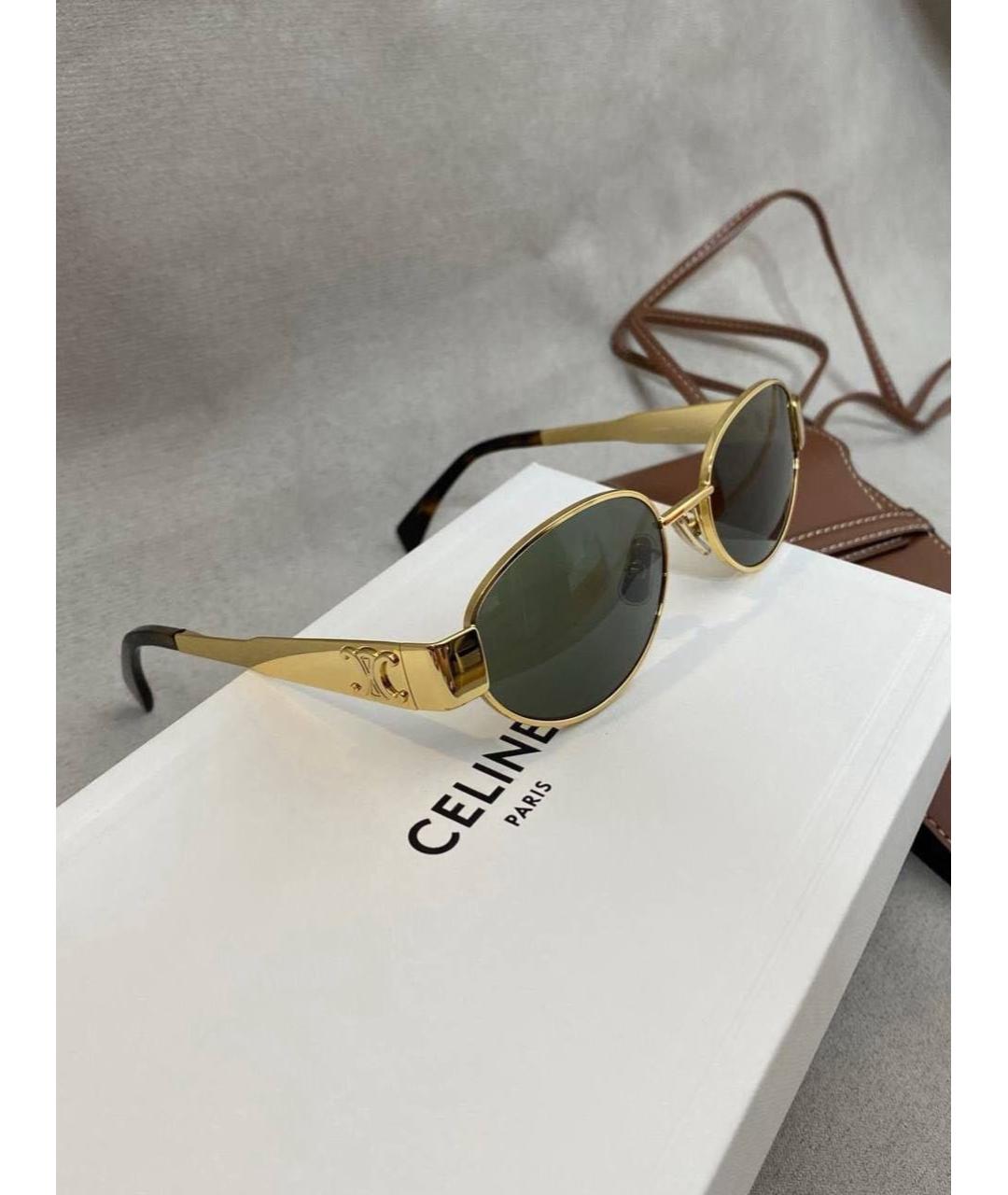 CELINE Золотые металлические солнцезащитные очки, фото 8