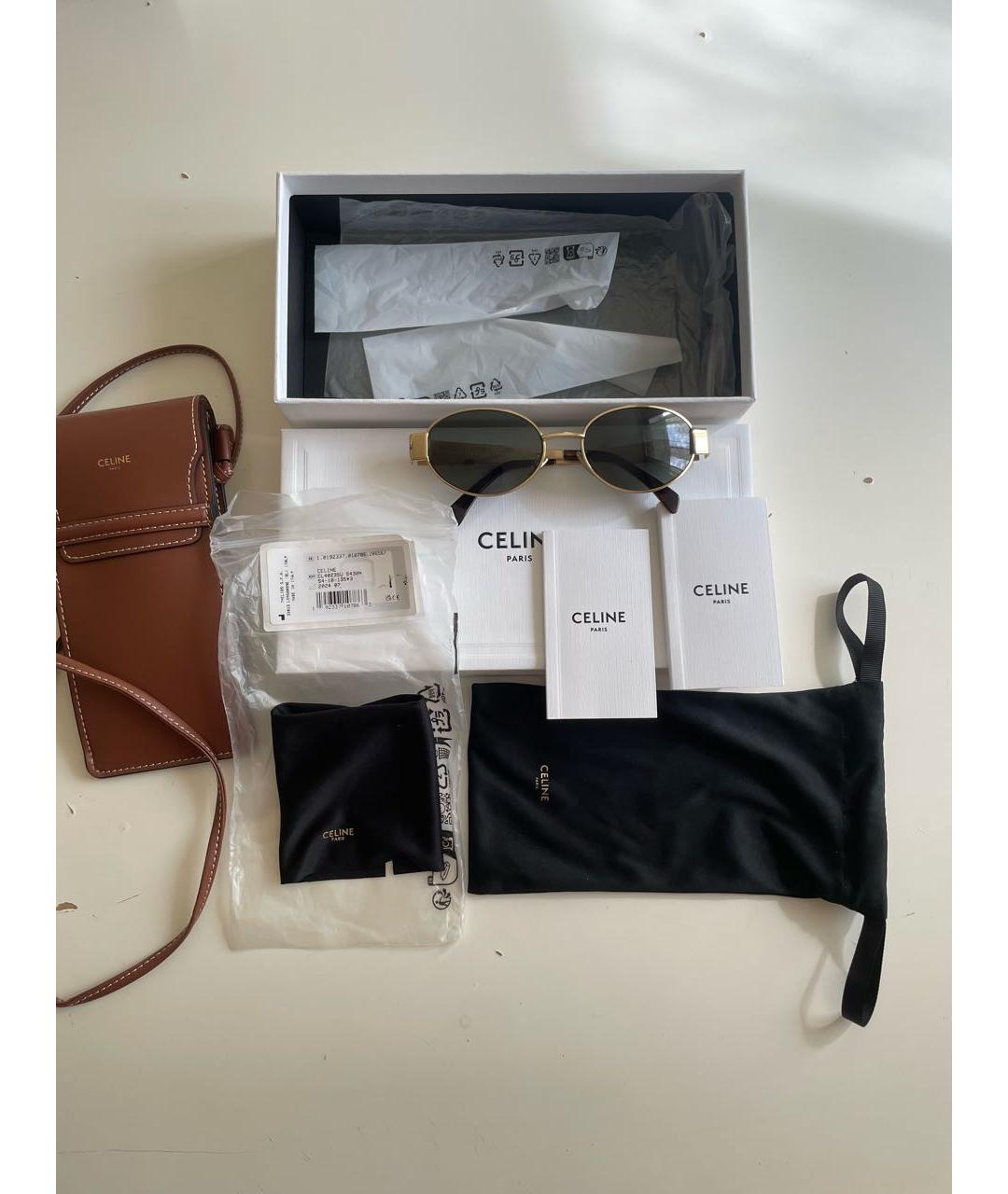 CELINE Золотые металлические солнцезащитные очки, фото 4