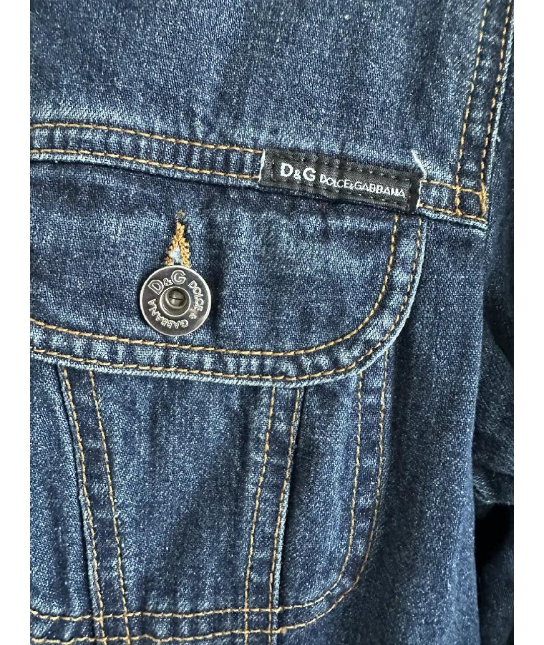 DOLCE&GABBANA Темно-синяя деним куртка, фото 4
