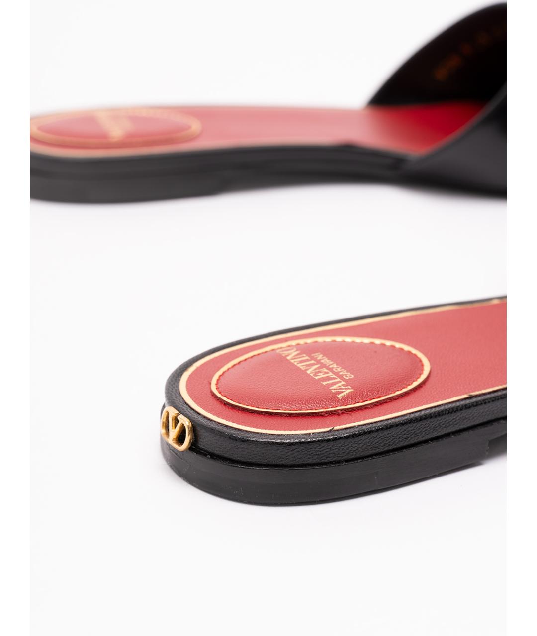 VALENTINO Черные кожаные шлепанцы, фото 6