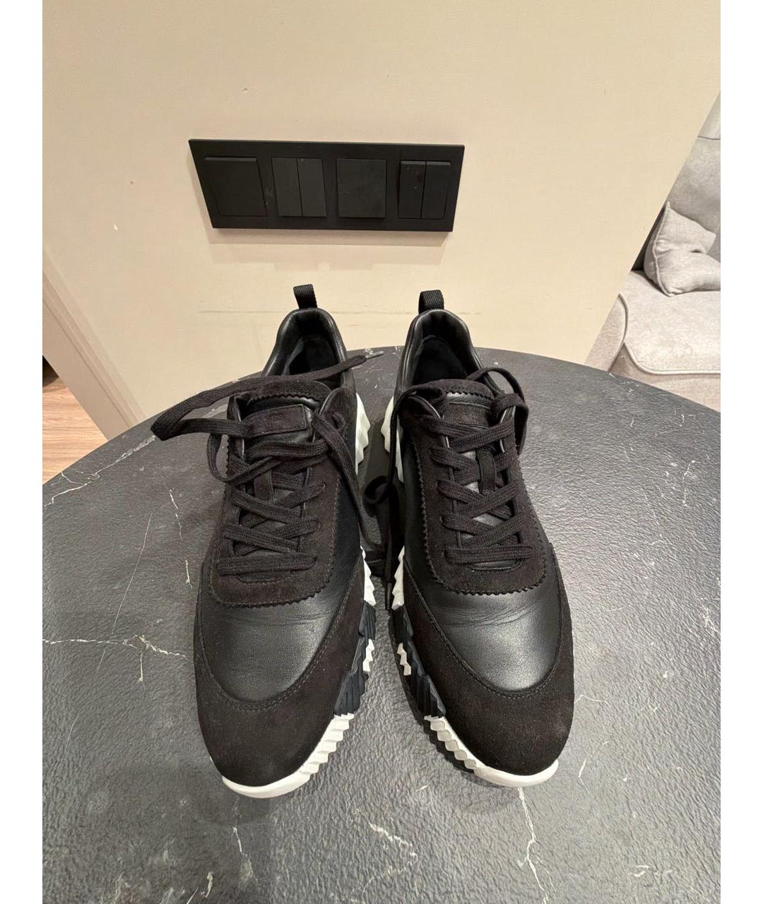 HERMES Черные кожаные высокие кроссовки / кеды, фото 2