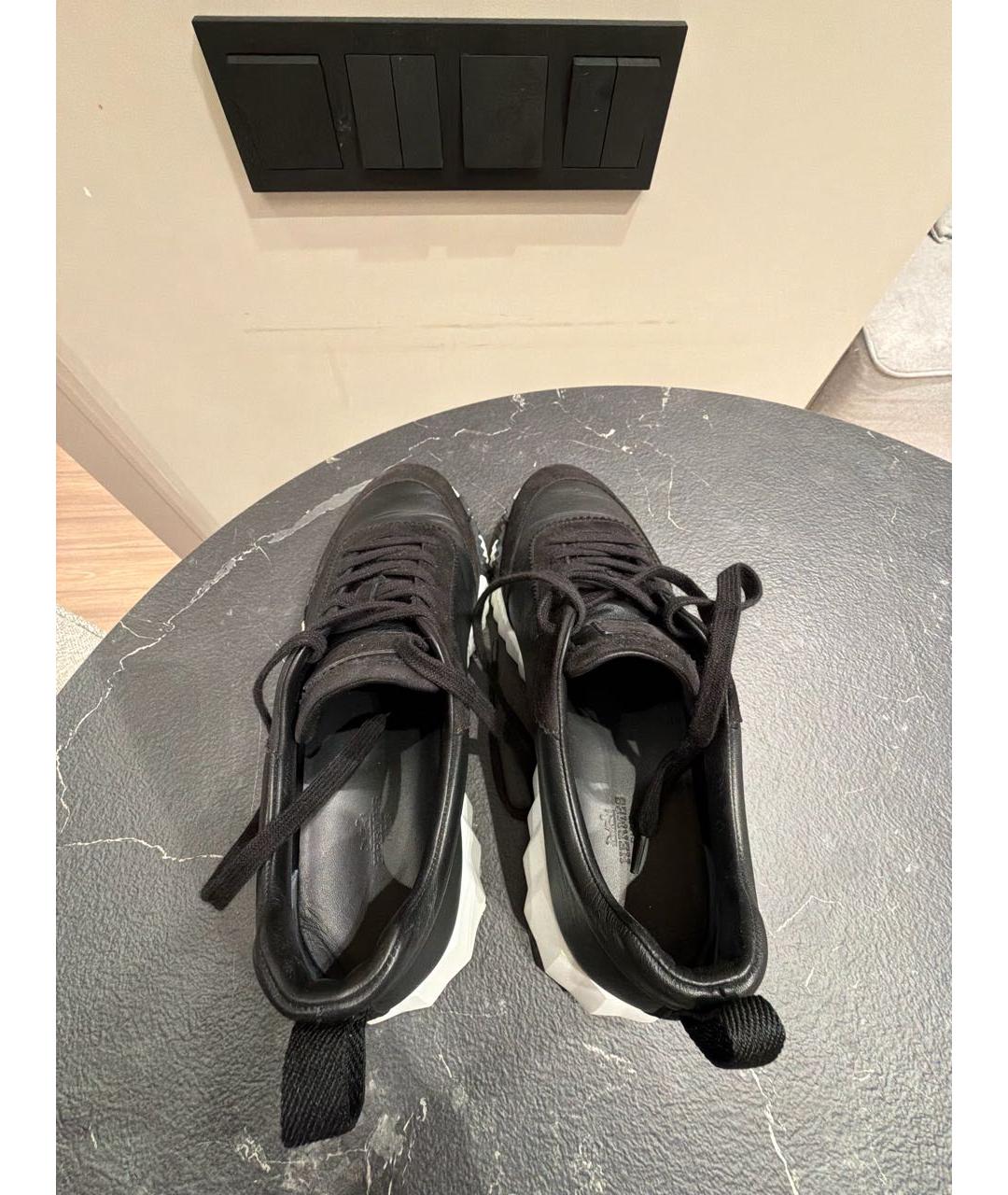 HERMES Черные кожаные высокие кроссовки / кеды, фото 3