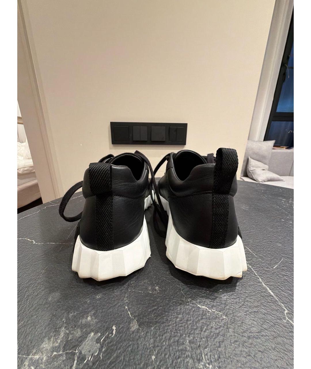 HERMES Черные кожаные высокие кроссовки / кеды, фото 4