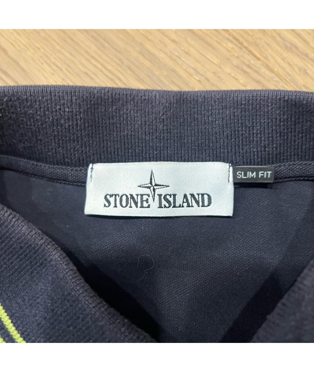 STONE ISLAND Черное хлопко-эластановое поло с коротким рукавом, фото 6