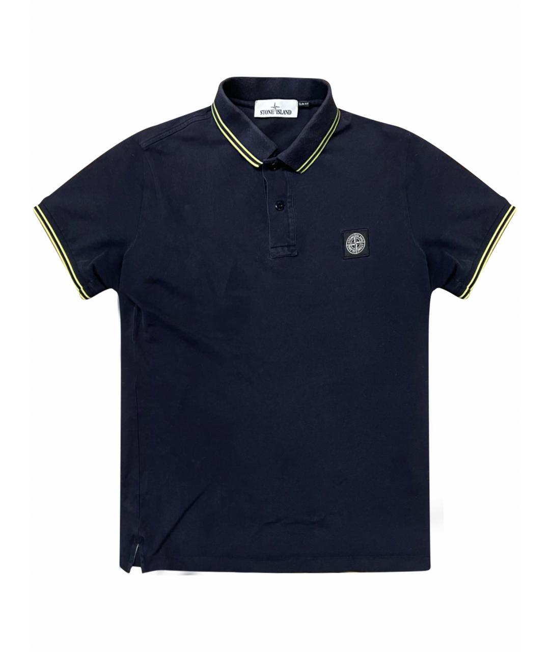 STONE ISLAND Черное хлопко-эластановое поло с коротким рукавом, фото 1