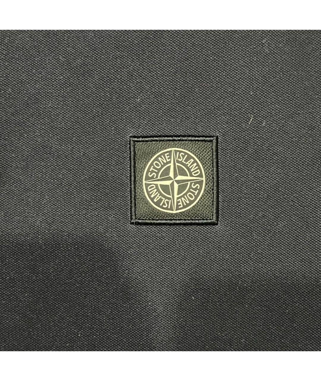 STONE ISLAND Черное хлопко-эластановое поло с коротким рукавом, фото 5