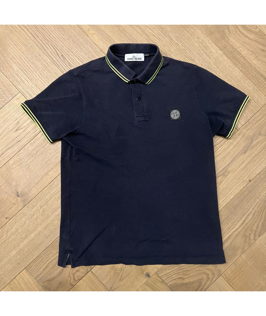 STONE ISLAND Черное хлопко-эластановое поло с коротким рукавом, фото 8