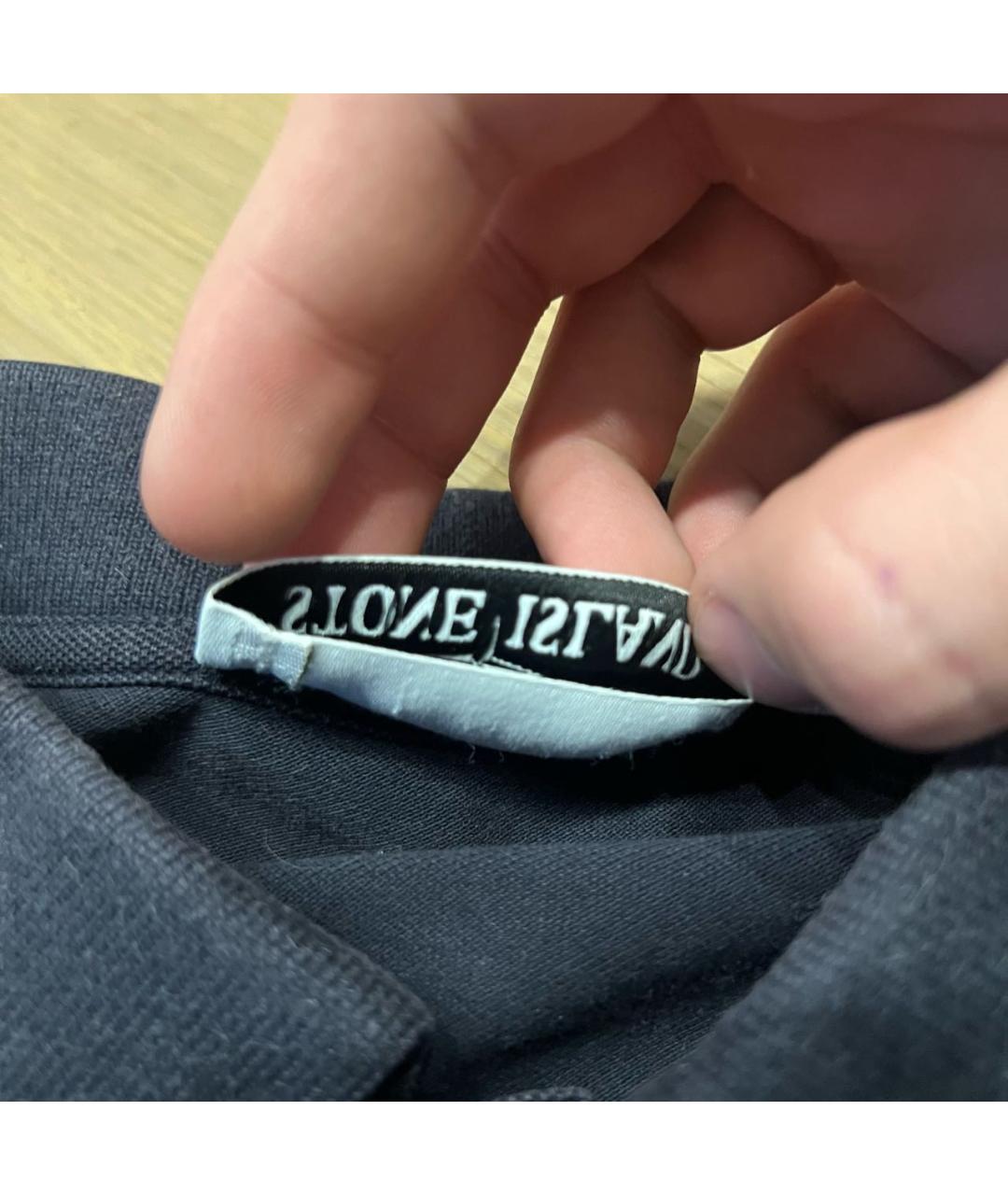 STONE ISLAND Черное хлопко-эластановое поло с коротким рукавом, фото 7