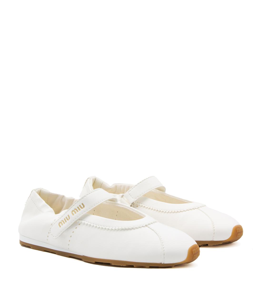 MIU MIU Белые замшевые балетки, фото 3