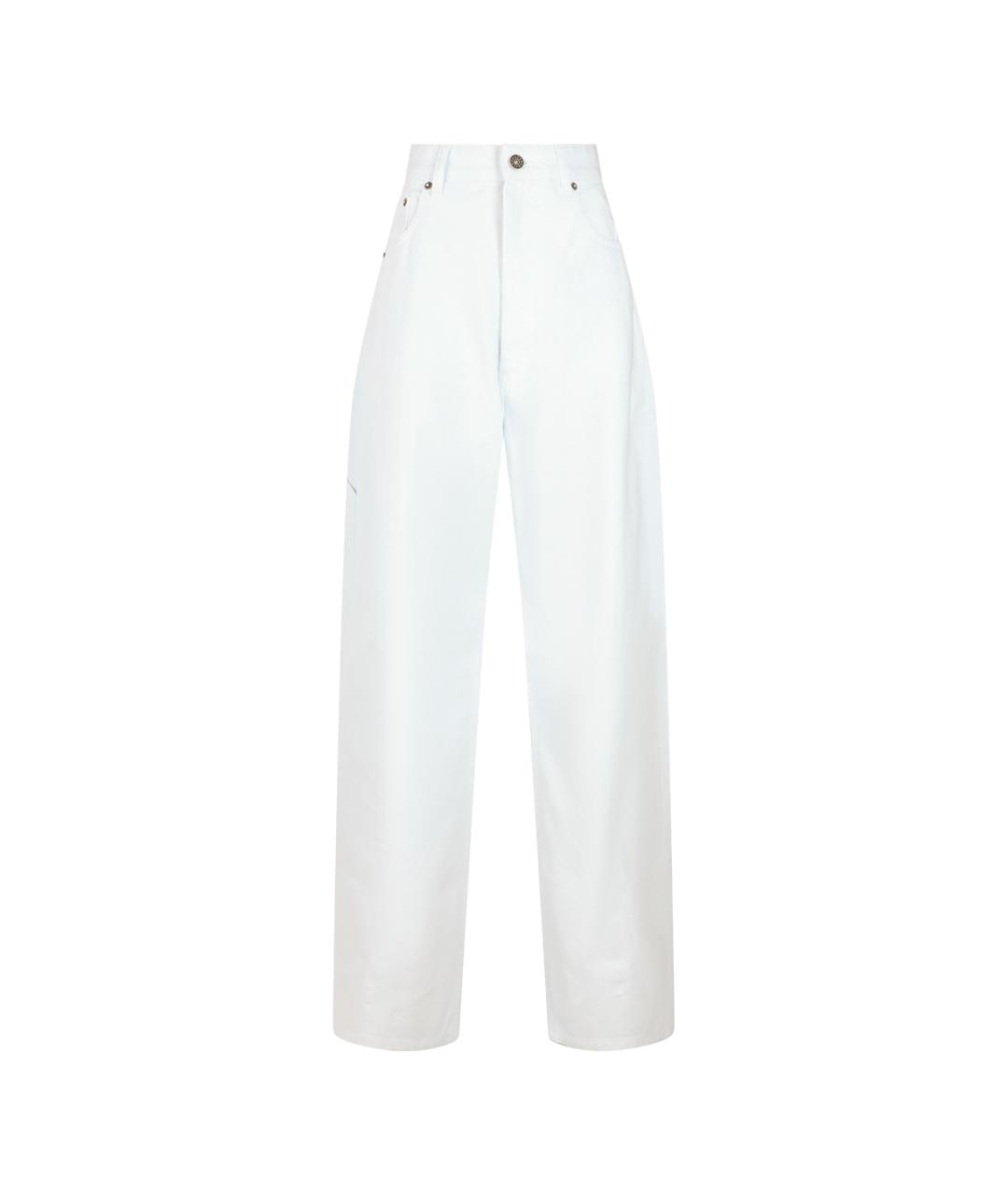 PHOEBE PHILO Голубые хлопковые прямые брюки, фото 1