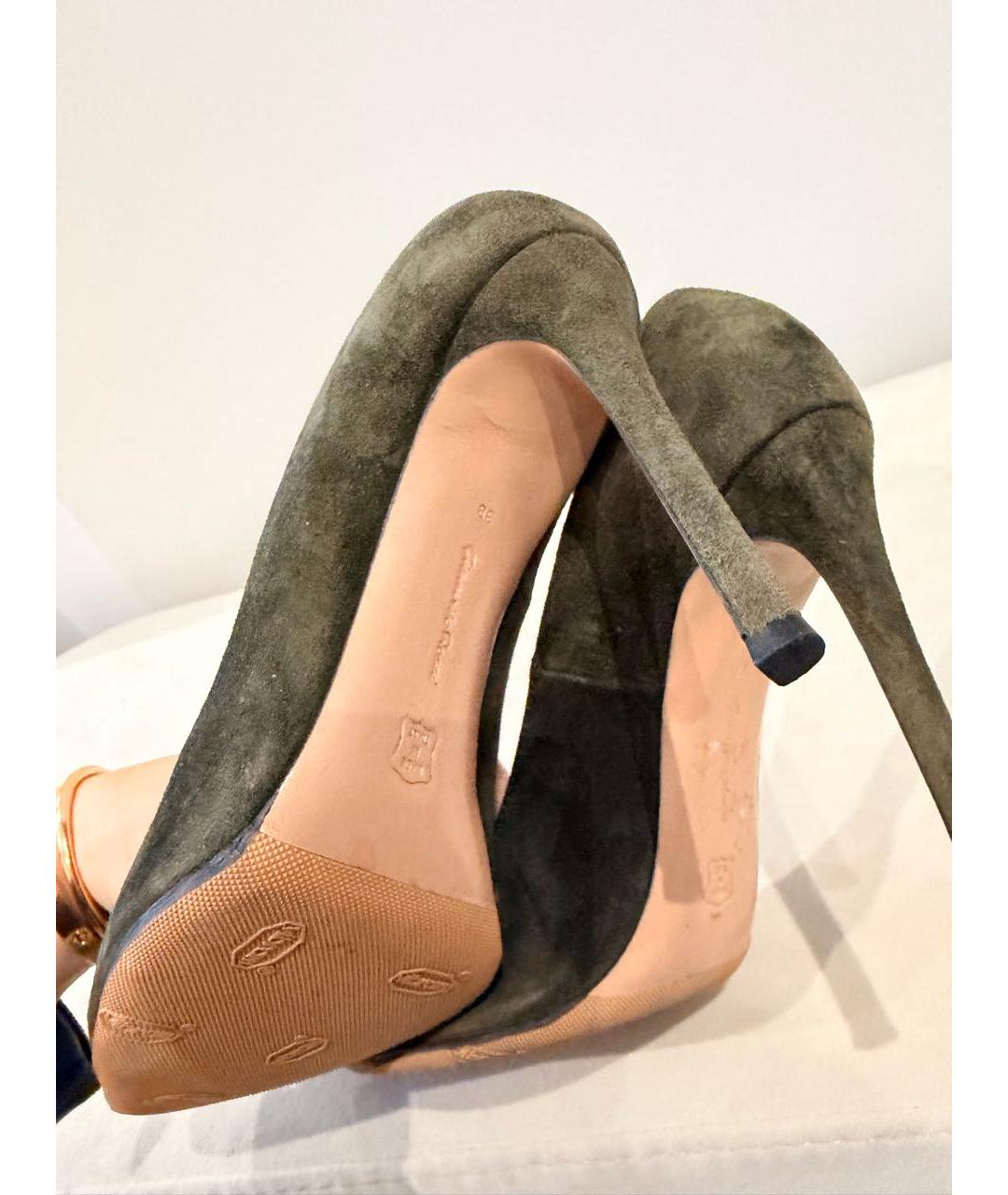 GIANVITO ROSSI Зеленые замшевые туфли, фото 4