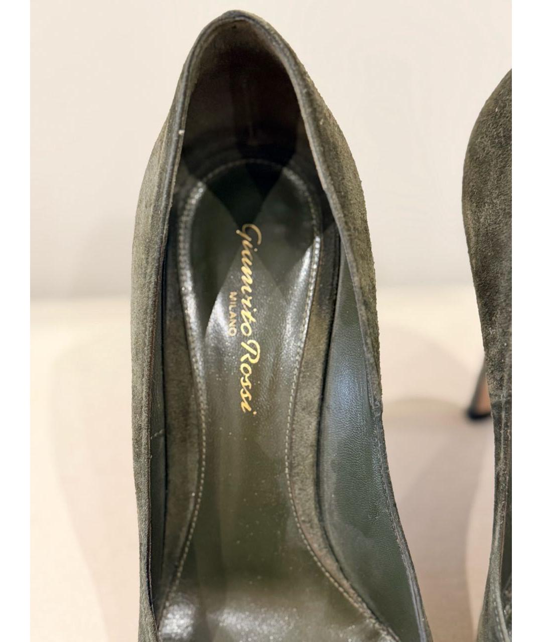 GIANVITO ROSSI Зеленые замшевые туфли, фото 5