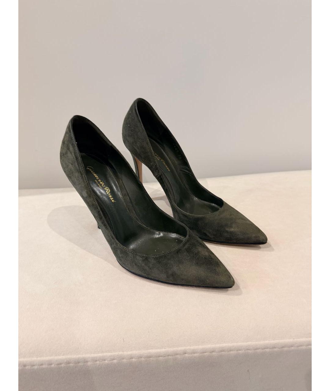 GIANVITO ROSSI Зеленые замшевые туфли, фото 6