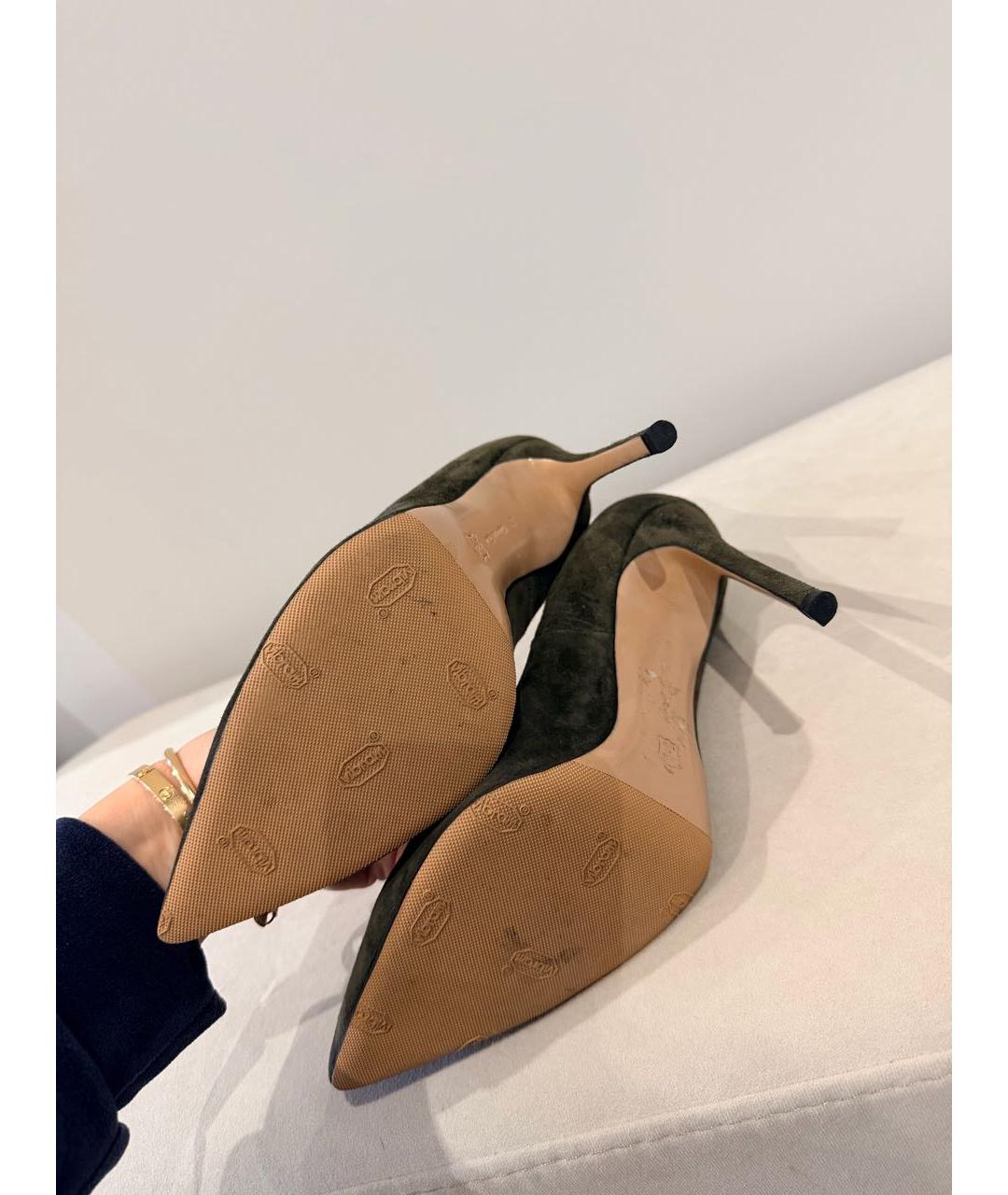 GIANVITO ROSSI Зеленые замшевые туфли, фото 3