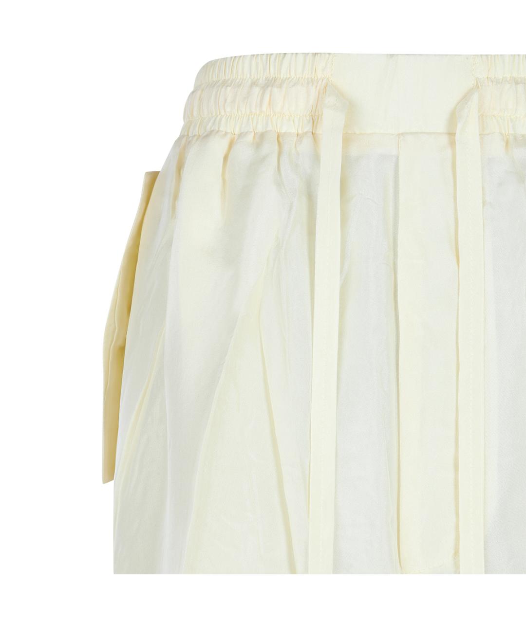 PHOEBE PHILO Бежевые шелковые прямые брюки, фото 3