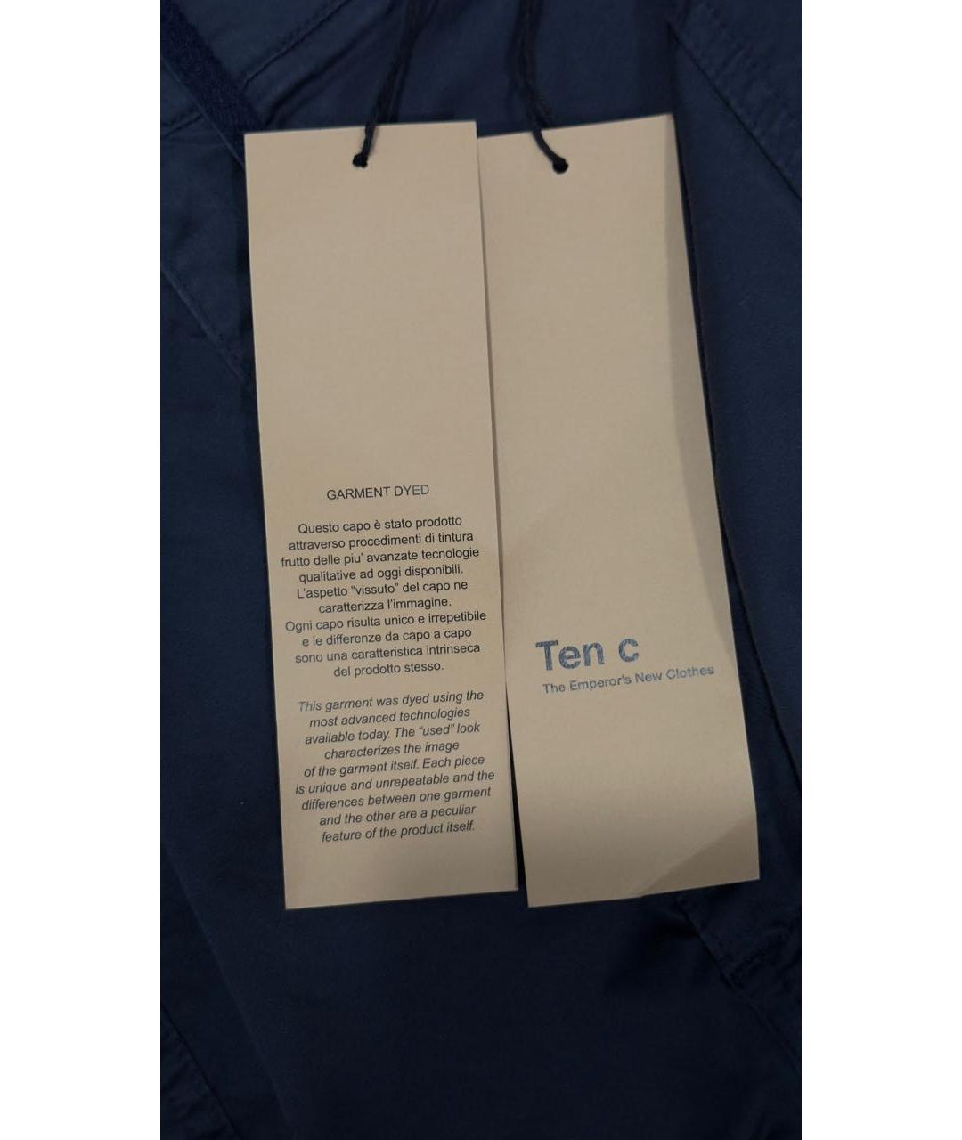 TEN C Темно-синие хлопко-эластановые повседневные брюки, фото 2