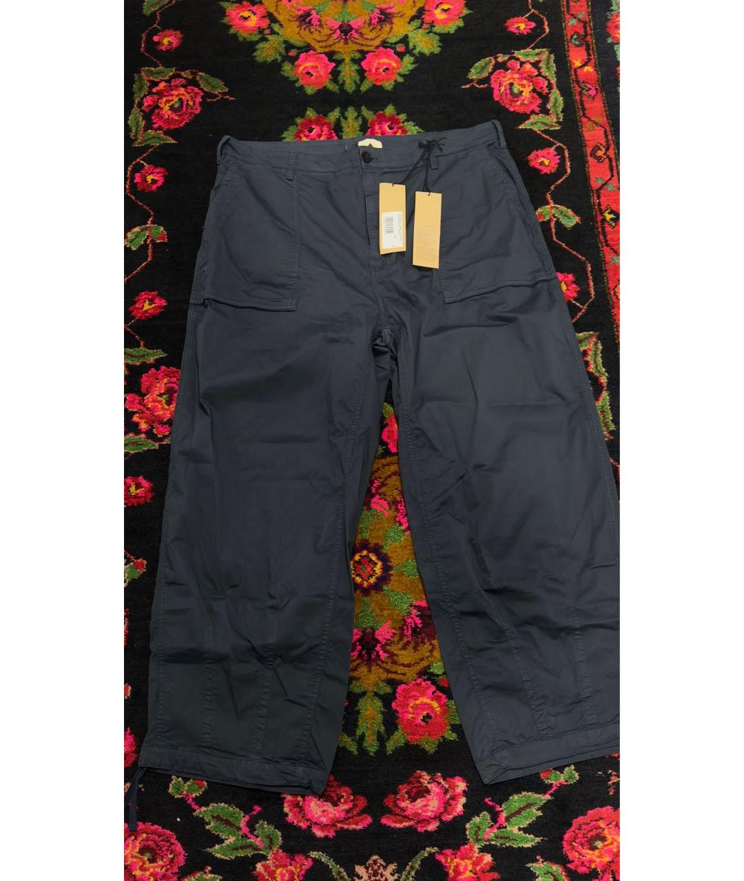 TEN C Темно-синие хлопко-эластановые повседневные брюки, фото 5