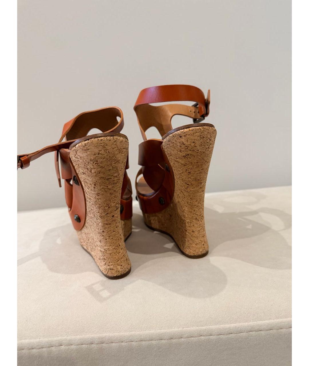 CHLOE Оранжевое кожаные мюли, фото 4