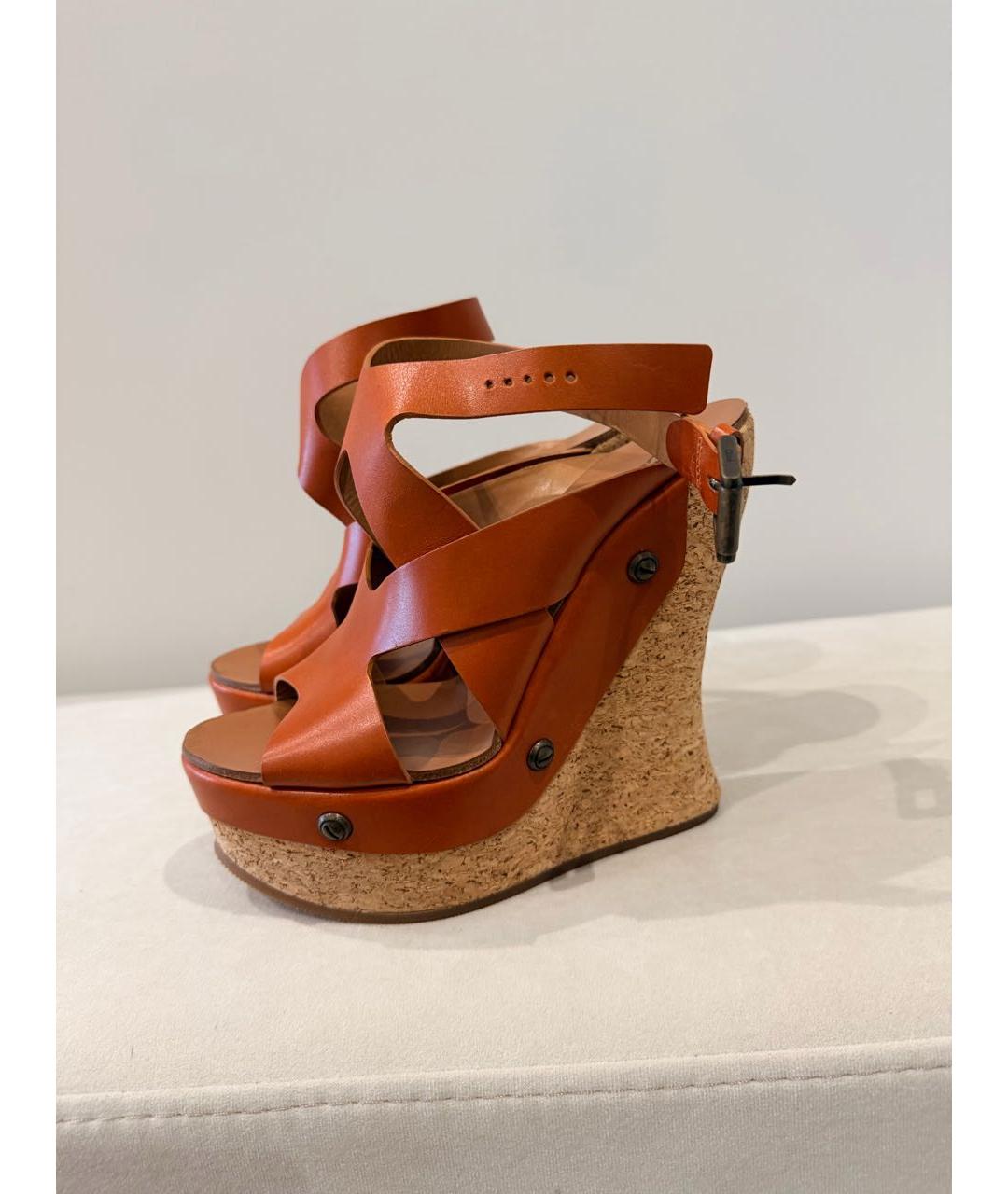 CHLOE Оранжевое кожаные мюли, фото 3