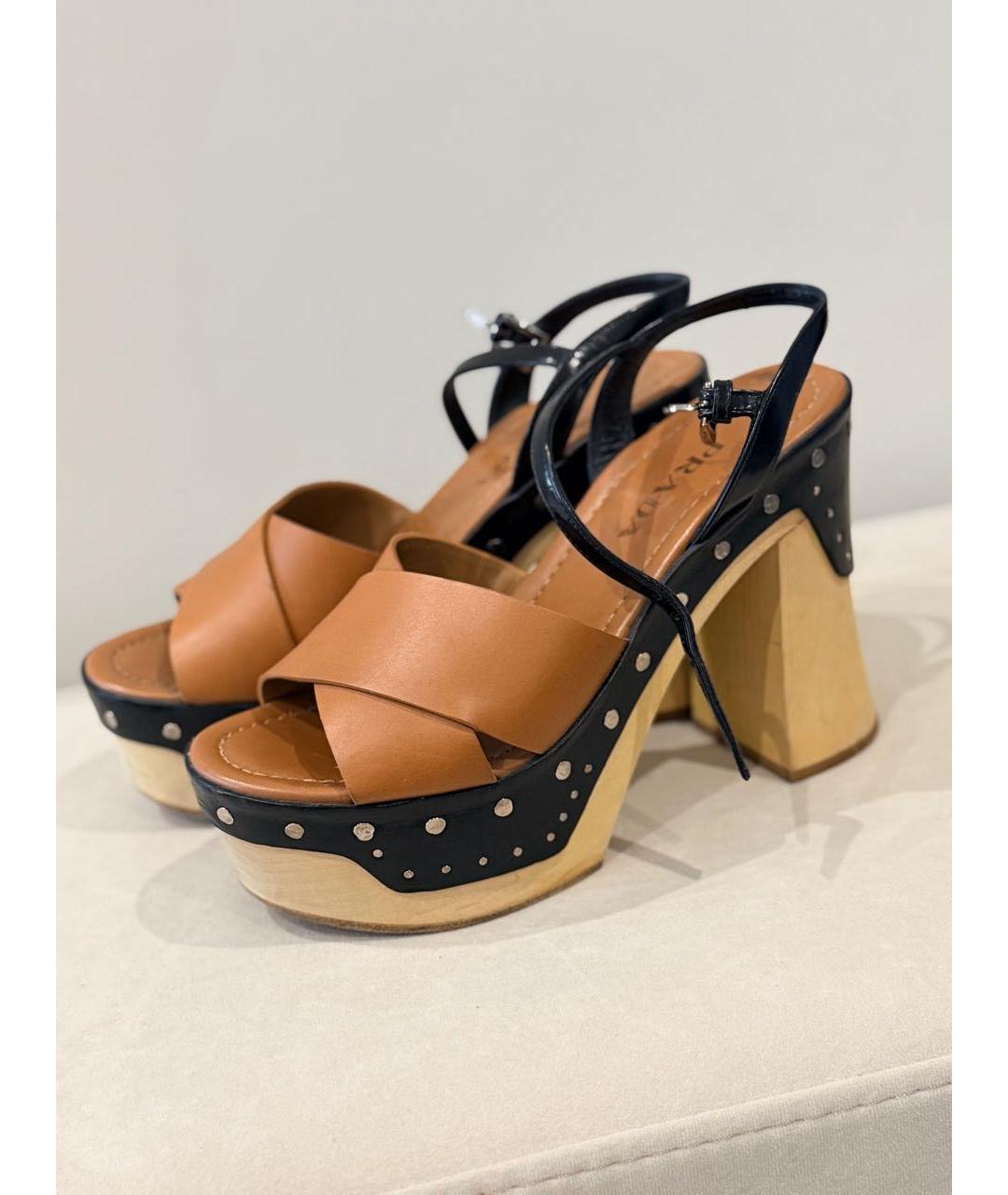 PRADA Бежевые кожаные мюли, фото 3