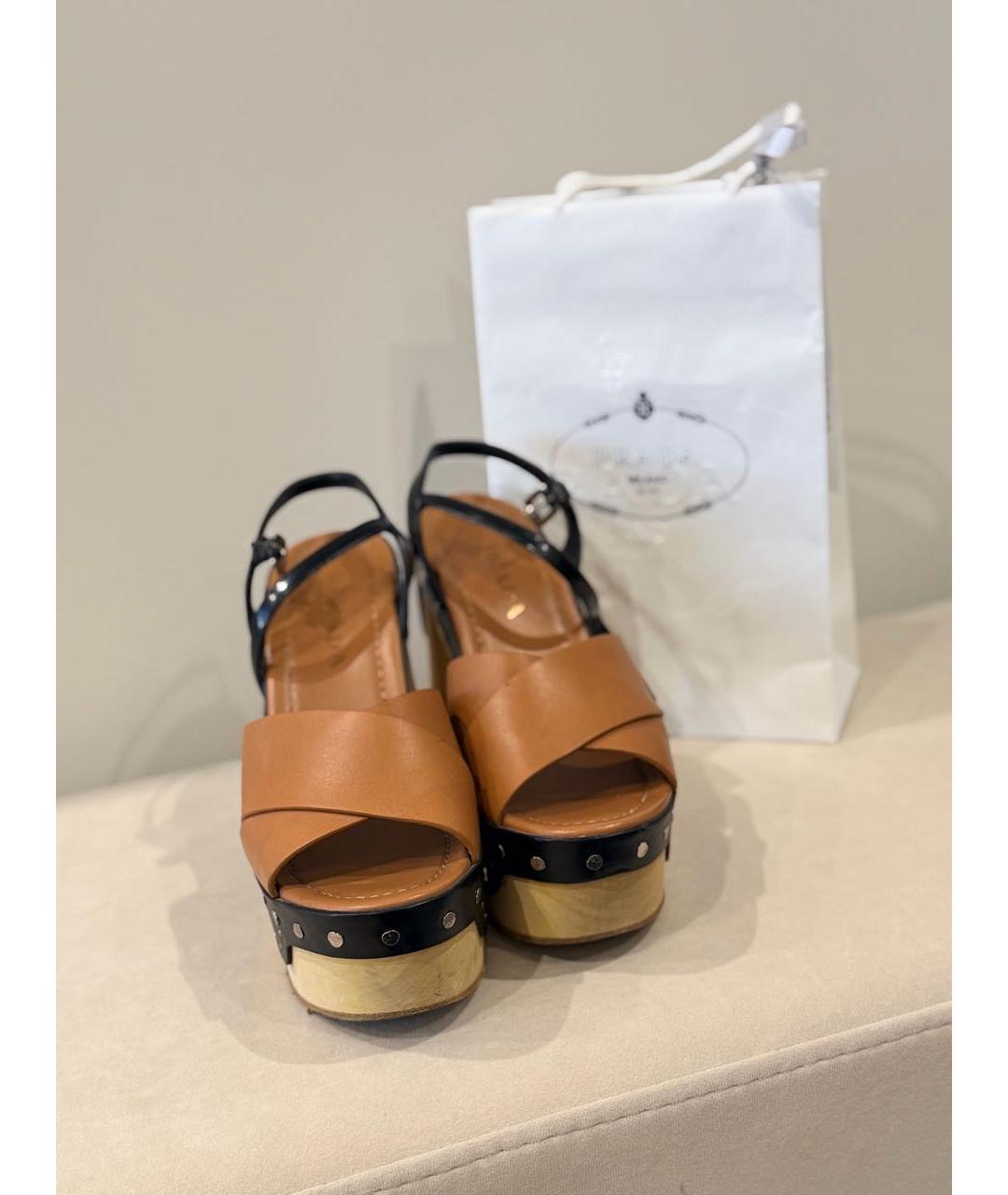 PRADA Бежевые кожаные мюли, фото 5