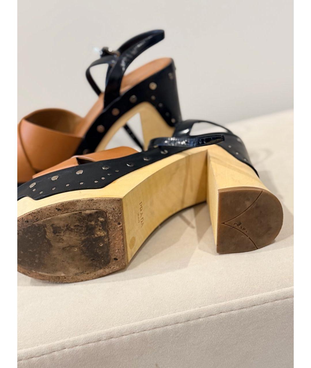 PRADA Бежевые кожаные мюли, фото 4