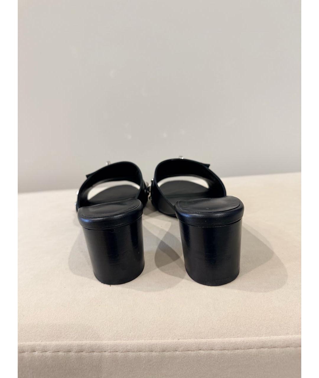 HERMES Антрацитовые кожаные мюли, фото 3