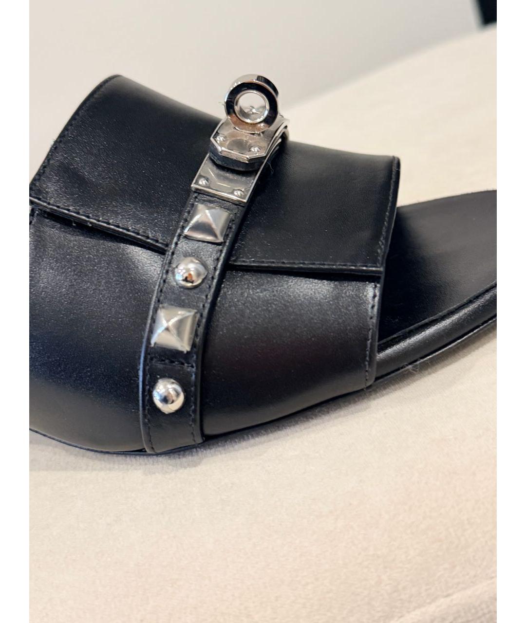 HERMES Антрацитовые кожаные мюли, фото 5