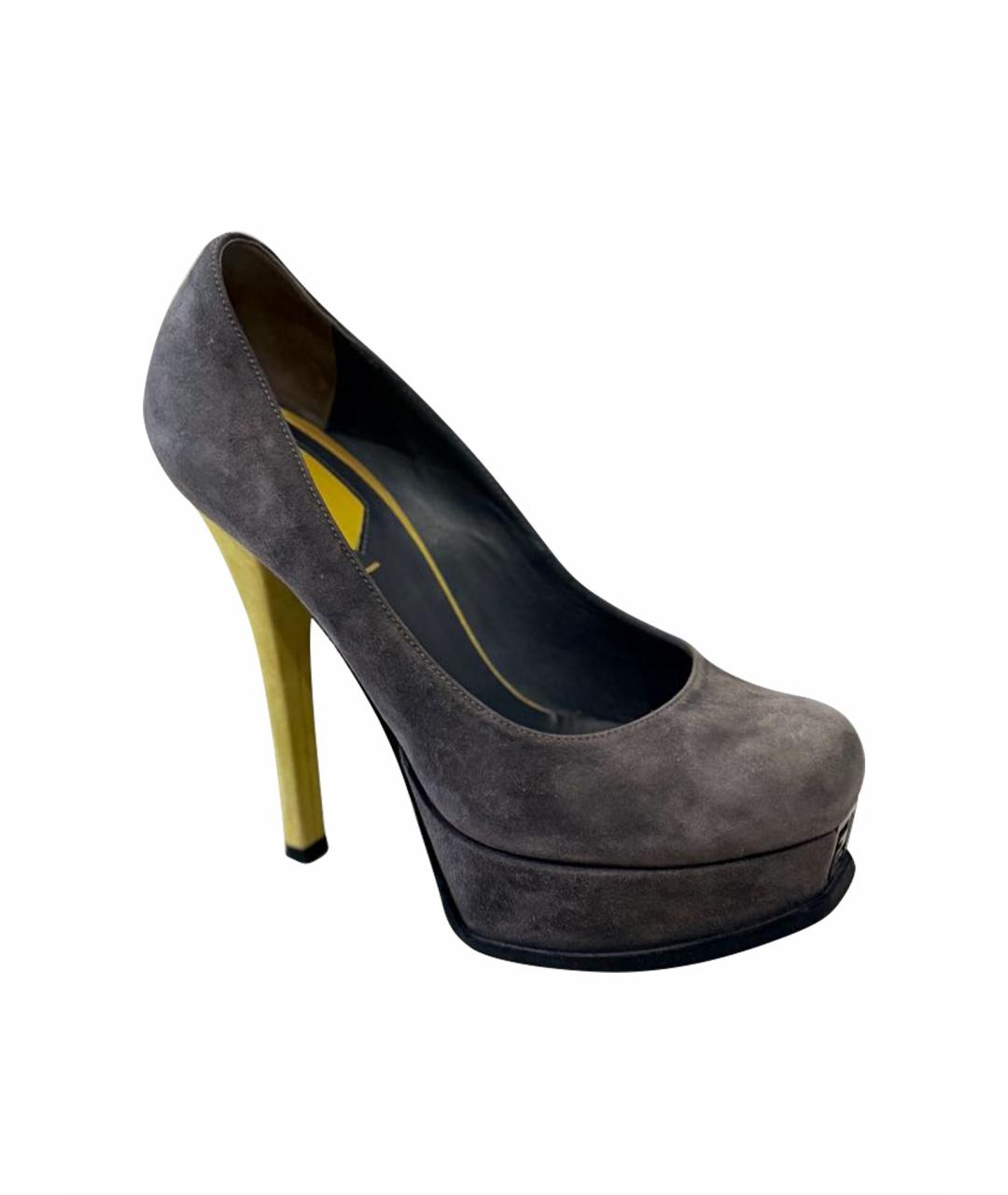 FENDI Серые замшевые туфли, фото 1