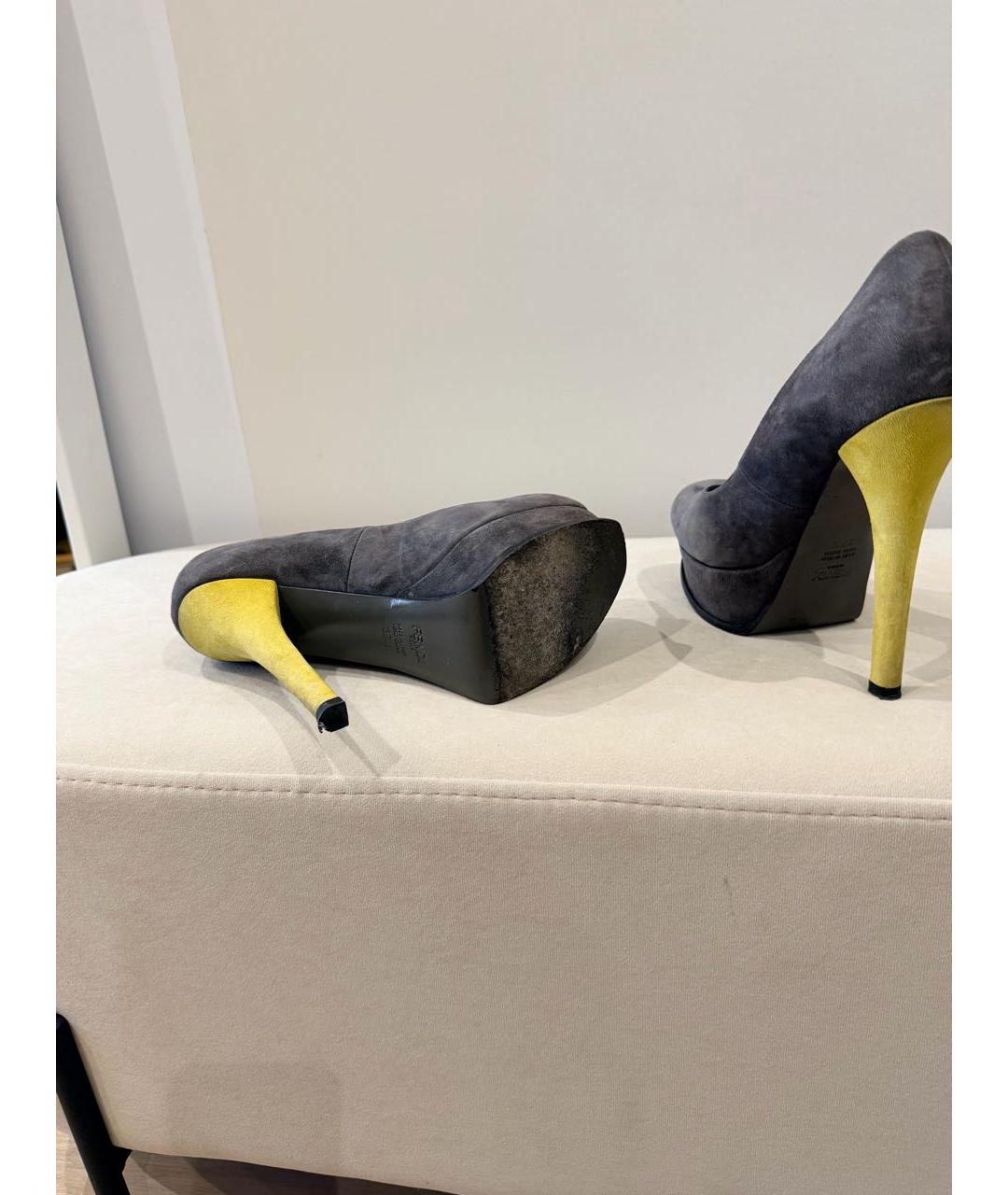 FENDI Серые замшевые туфли, фото 4