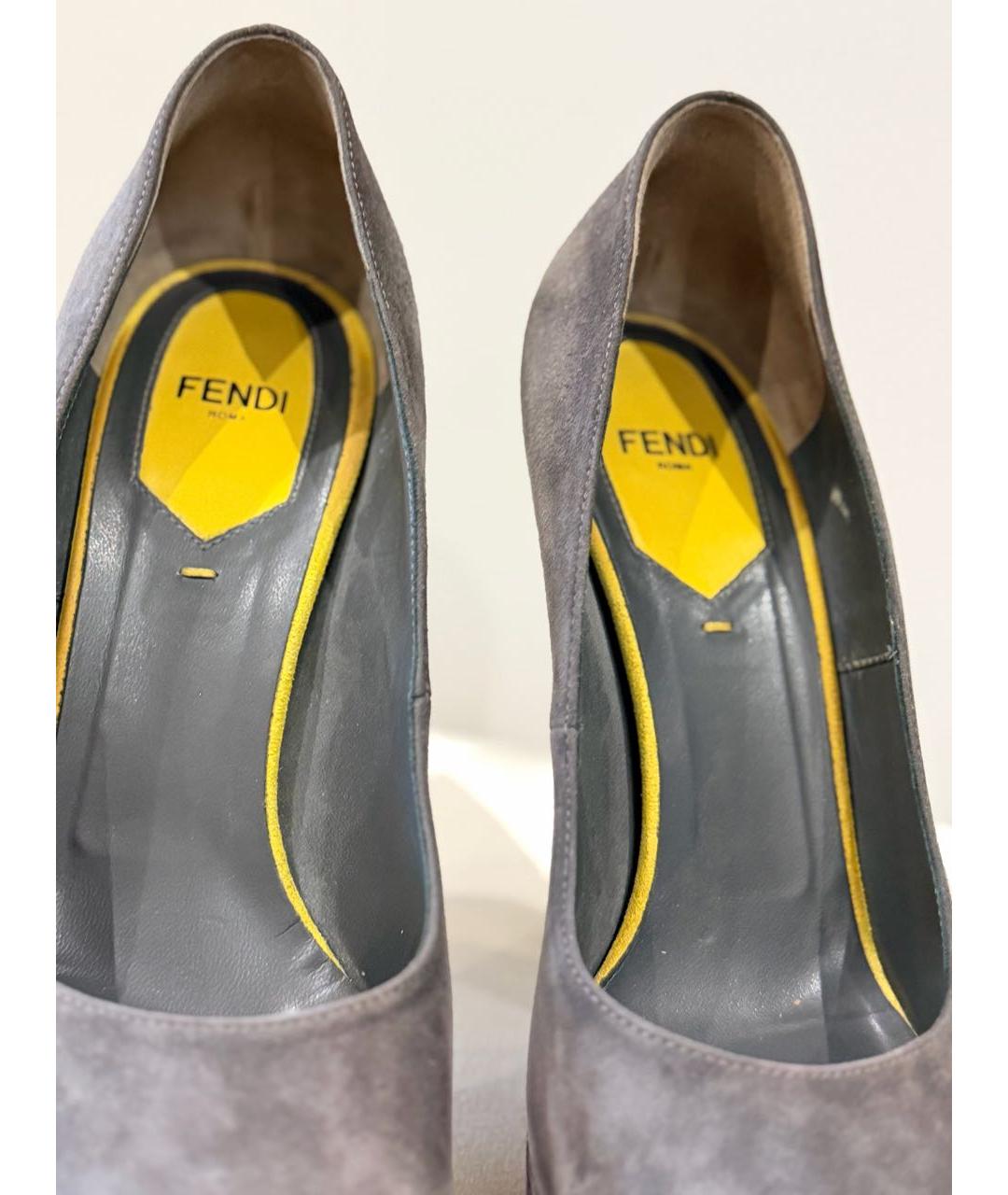 FENDI Серые замшевые туфли, фото 5