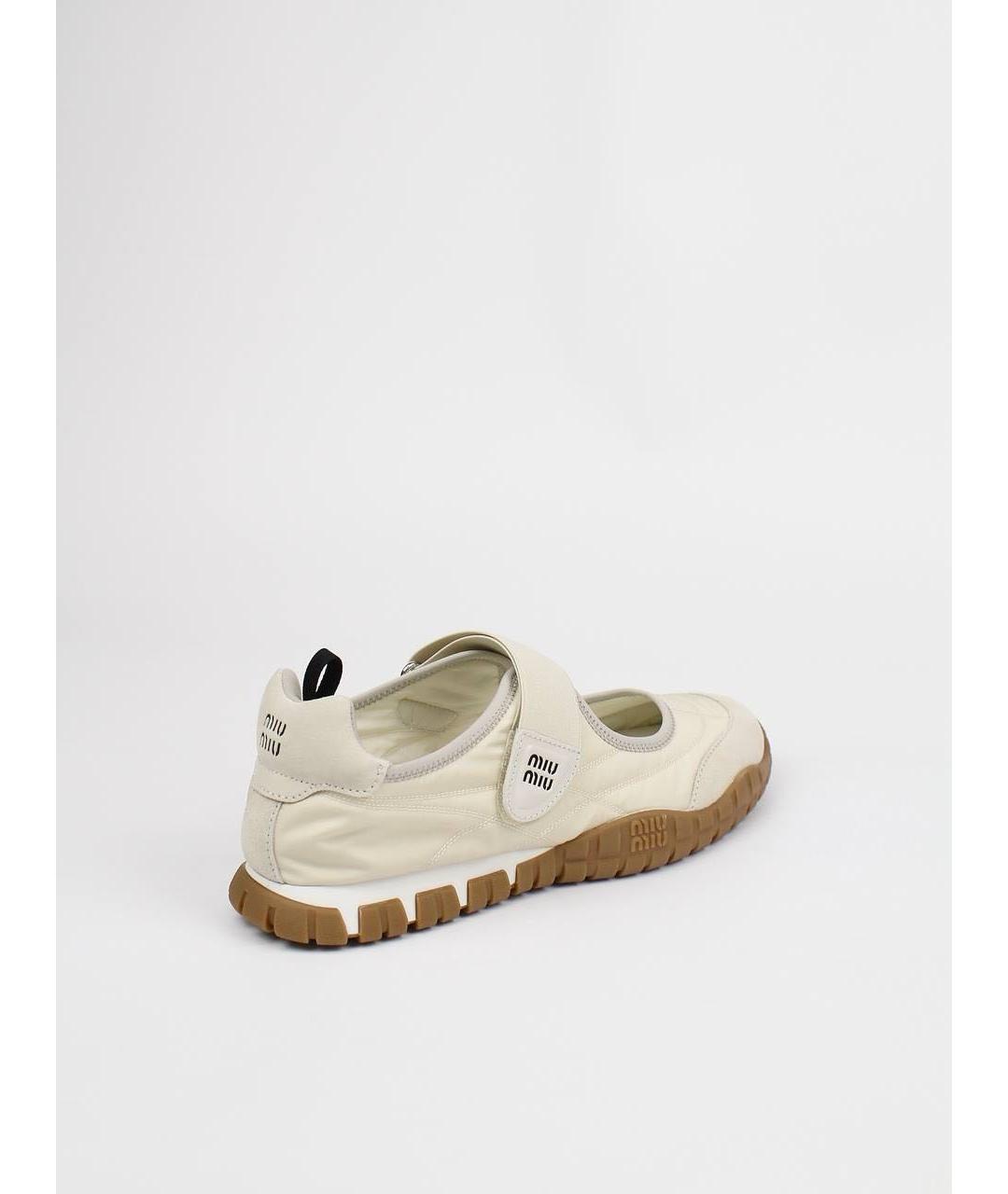 MIU MIU Бежевые текстильные балетки, фото 3