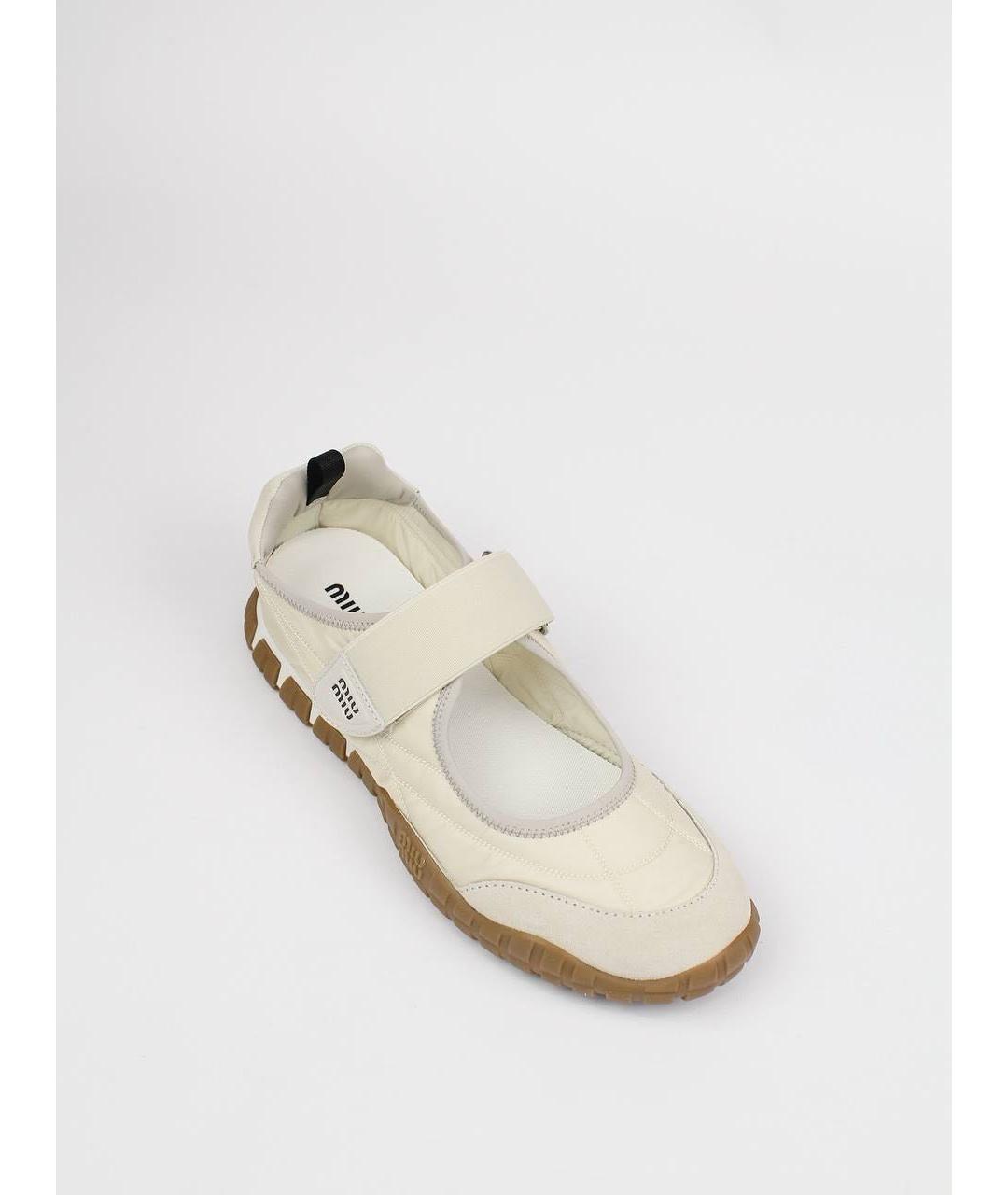 MIU MIU Бежевые текстильные балетки, фото 5