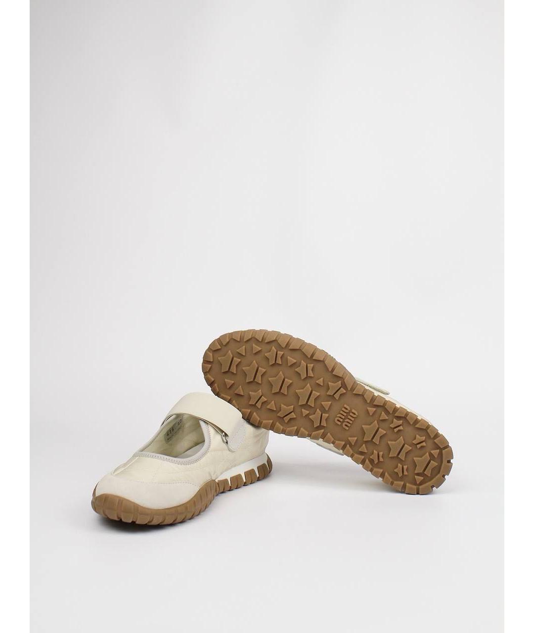 MIU MIU Бежевые текстильные балетки, фото 7