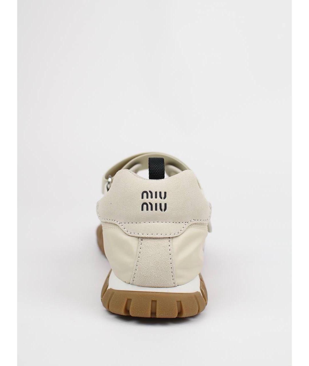 MIU MIU Бежевые текстильные балетки, фото 4