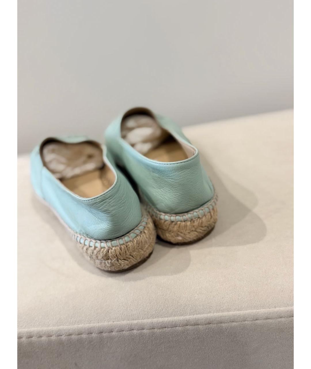 CHANEL Бирюзовые кожаные лоферы, фото 4